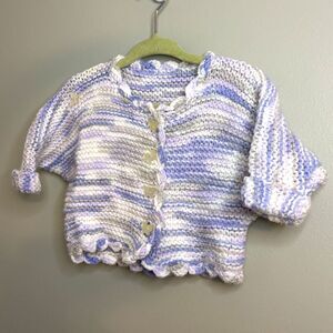 Handmade Knit Baby Sweater Cardigan Butterfly 0-3 mo